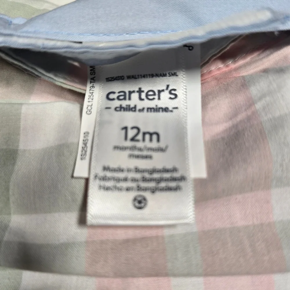 Carter's Baby Boy 12M Plaid Shirt Shorts Bow Tie 3pc Set Pastel